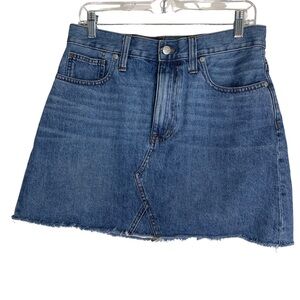 Madewell Rigid Denim A-line Short Skirt Sz 29 Raw Hem
